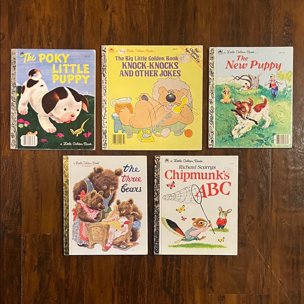 5 Vintage Little Golden Books Collection Printed 1963-1987